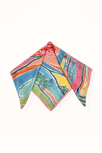 SILK SQUARE SCARF - “PACIFIST PRINT” | WATERCOLOR