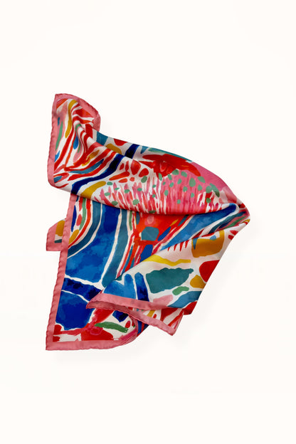 SILK SQUARE SCARF - “ARCADIA FLORAL PRINT” | PINK