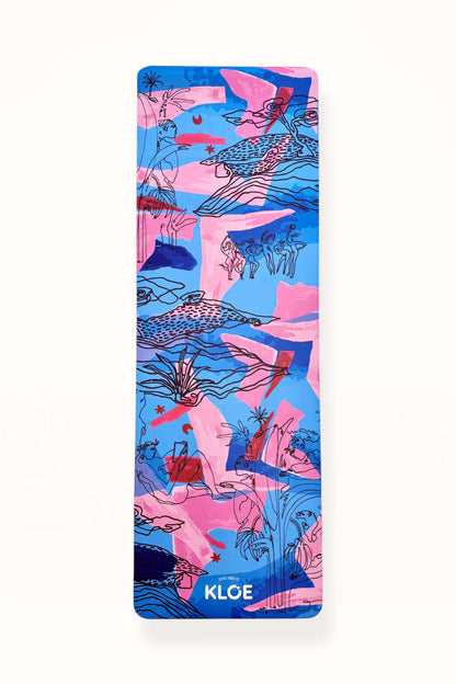 KLOE YOGA & PILATES MAT - “EDEN PRINT” | BLUE & PINK