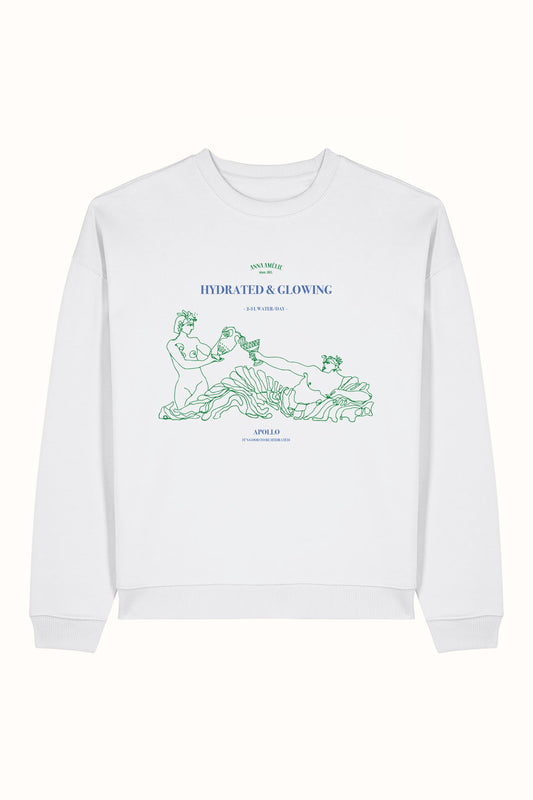 “HYDRATED & GLOWING” SWEATER | WHITE